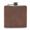 6oz Textured PU Leather Hip Flask Brown/Black