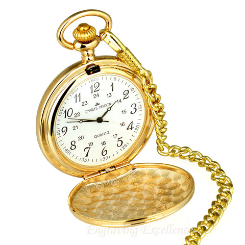 Gold Pocket Watch with Arabic Numerals