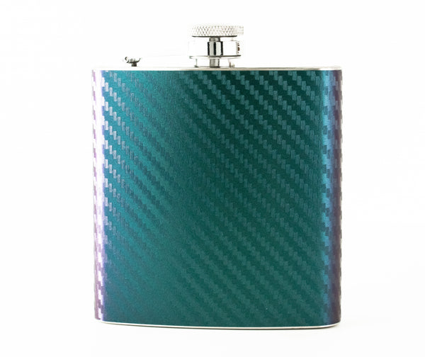 6oz Two Tone Purple/Green Carbon Hip Flask