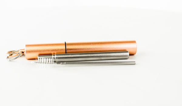 Personalised Collapsible Reusable Straw - Rose Gold