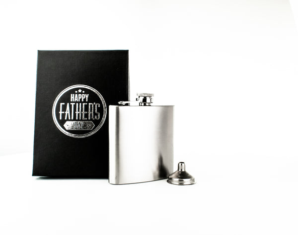 6oz Hip Flask with Funnel and Gift Box - Father's Day Printed Lid