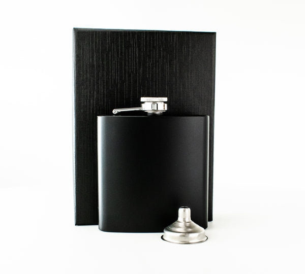 Border Custom Black 6oz Hip Flask In A Gift Box