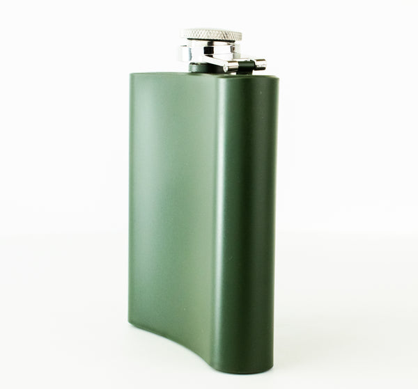 Engraved Army Green 6oz Hip Flask