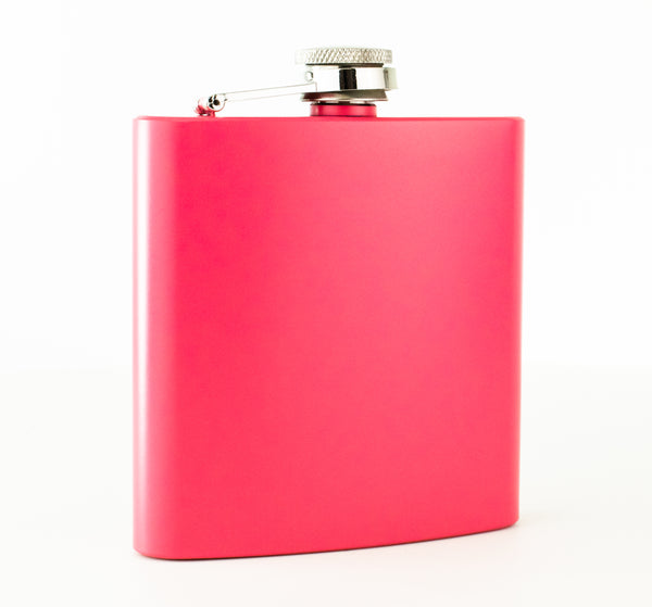 Engraved Pink 6oz Hip Flask