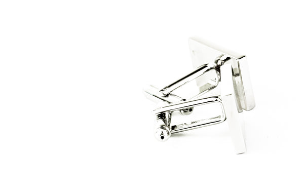 Rectangular Cufflinks - Rhodium Plated