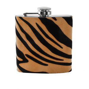 Tiger Print Wrapped 6oz Hip Flask