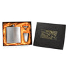 6oz Hip Flask in Gift Box with Funnel and Cups with a printed Thank You lid