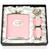 7oz Pink Oval Hip Flask Gift Set