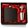 Black Hip Flask Gift Set in Red Satin Lining