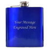 Engraved 6oz Shiny Blue Hip Flask