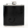 Black Leather Hip Flask Gift Set - Monogram Design