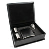 Black Leather Hip Flask Gift Set - Happy Birthday Style 2