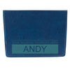 Blue Leather Hip Flask Gift Set - Boxed Name