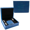 Blue Leather Hip Flask Gift Set - Christmas Design