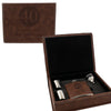 Brown Leather Hip Flask Gift Set - Happy Birthday Style 1