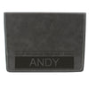 Grey Leather Hip Flask Gift Set - Boxed Name