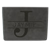 Grey Leather Hip Flask Gift Set - Monogram Design