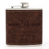 Brown Leather Hip Flask Gift Set - Happy Birthday Style 3