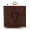 Brown Leather Hip Flask Gift Set - Wedding Suit Design