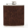 Brown Leather Hip Flask Gift Set - Your Text Here